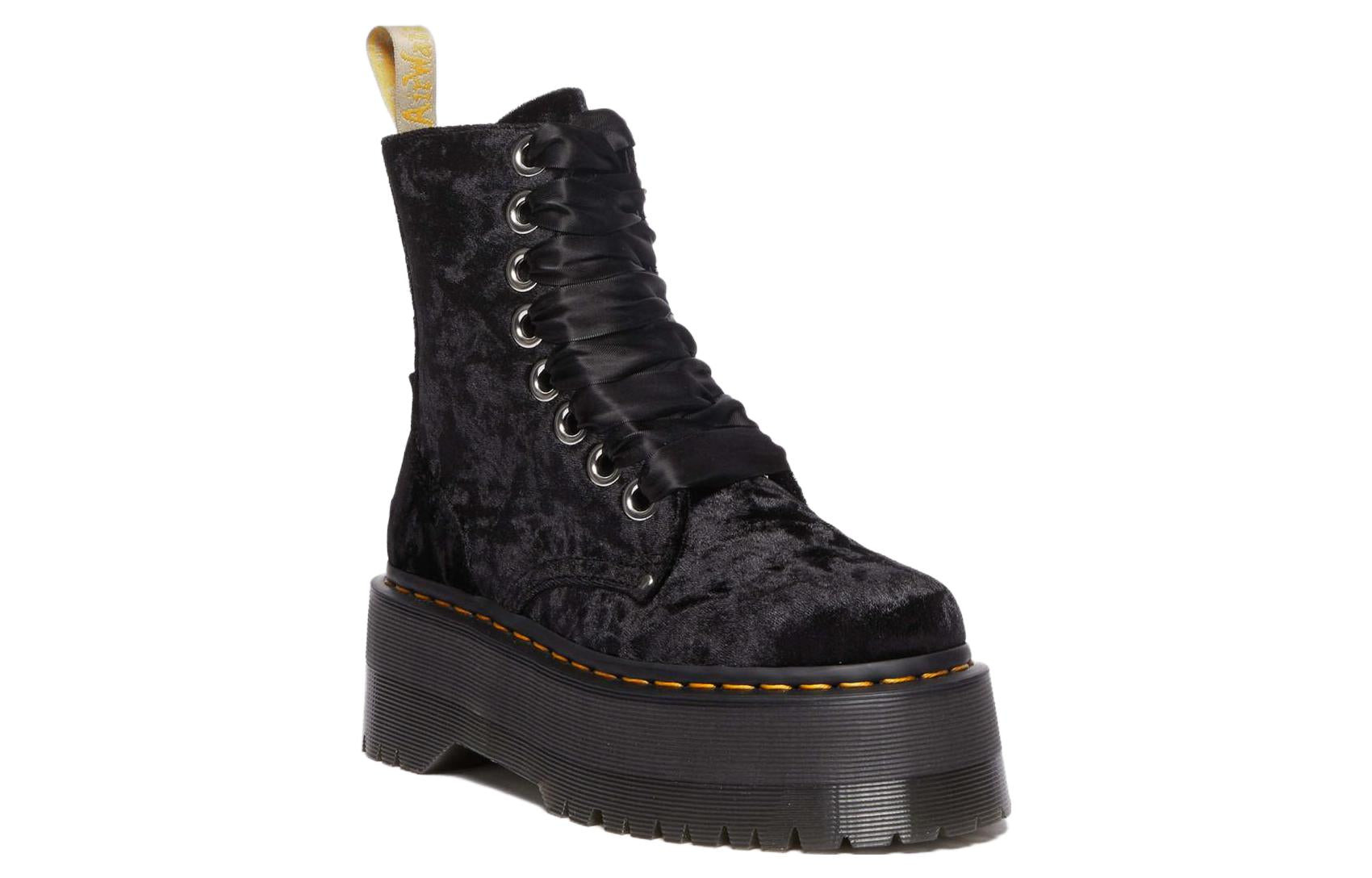 (WMNS) Dr.Martens Vegan Jadon Boot Max Crushed Velvet Platforms 'Black' 31030001 - 3