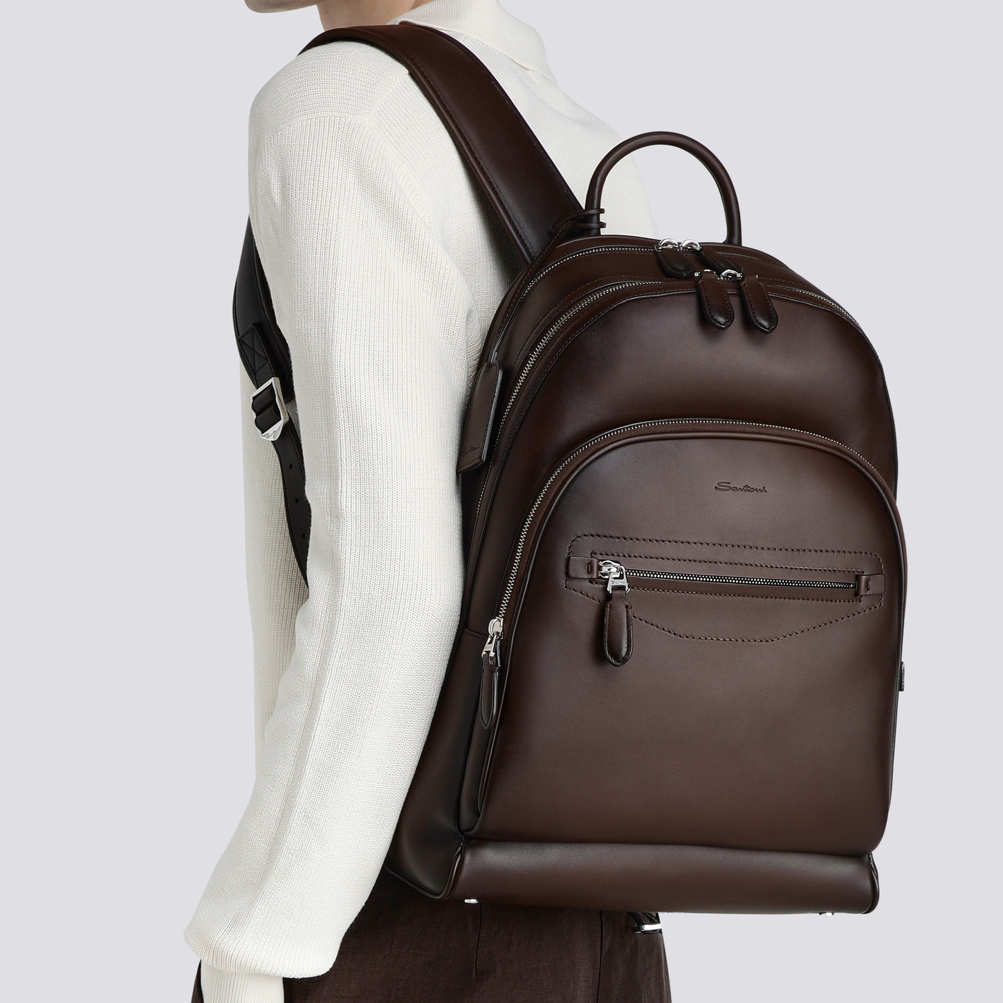 Dark brown leather backpack - 2
