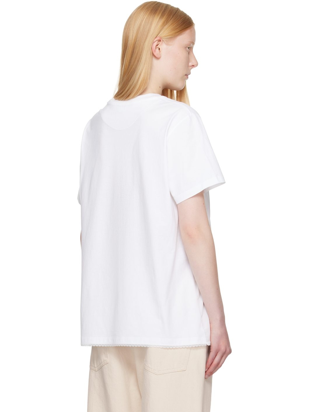 White Lace Slip Jersey T-shirt - 3