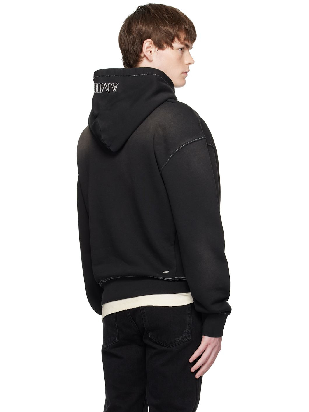 Black MA Outline Oversized Hoodie - 3