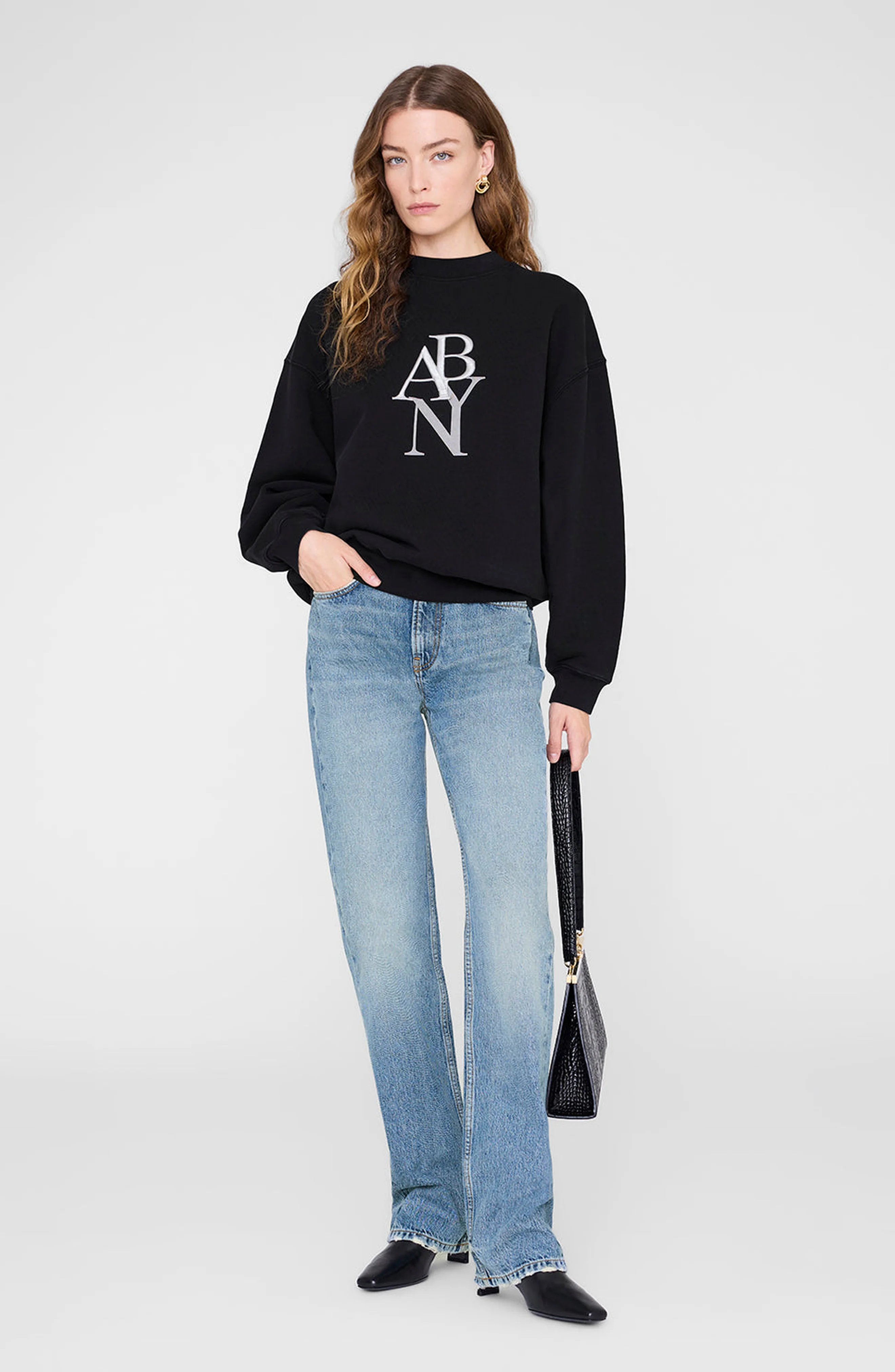 ANINE BING Jaci Sweatshirt Ab Ny in Black at Nordstrom - 1