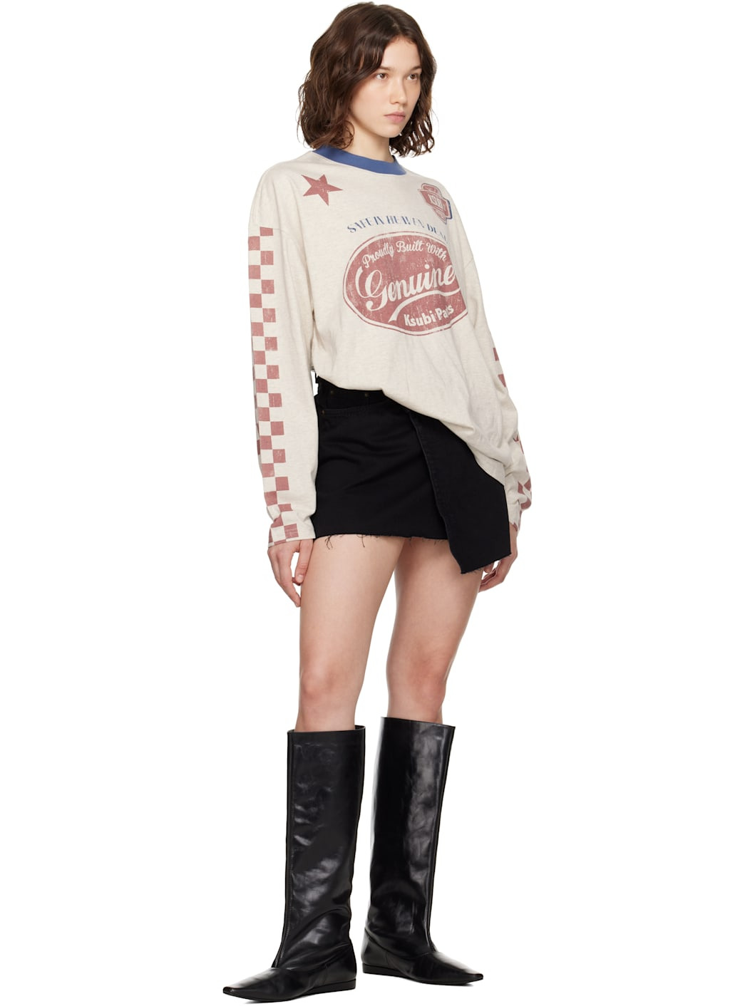 Black Rap Denim Miniskirt - 4