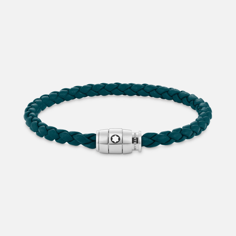 Bracelet Steel 3 rings Meisterstück collection in cyprus blue leather - 1