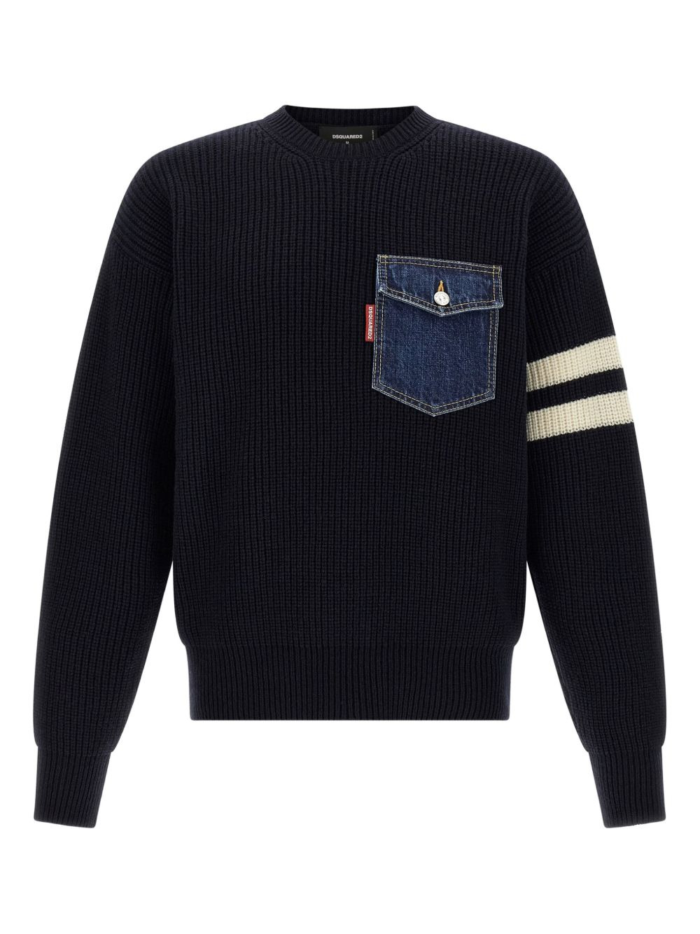 denim-pocket ribbed sweater - 1