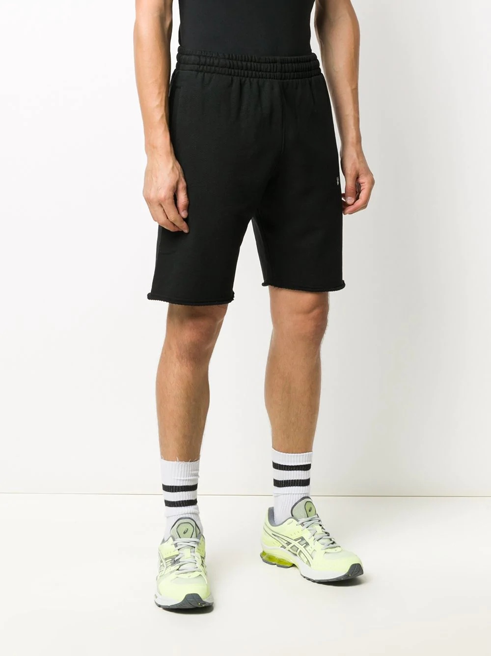 diagonal stripe track shorts - 3