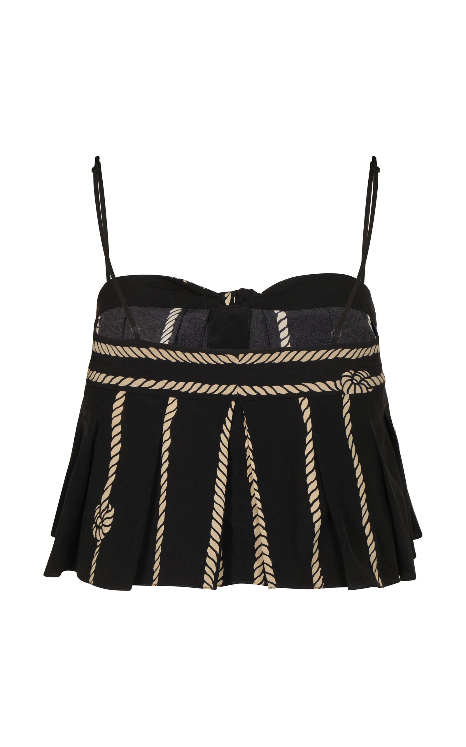 Deep Ocean Tie-Detailed Silk Crop Top black/white - 3