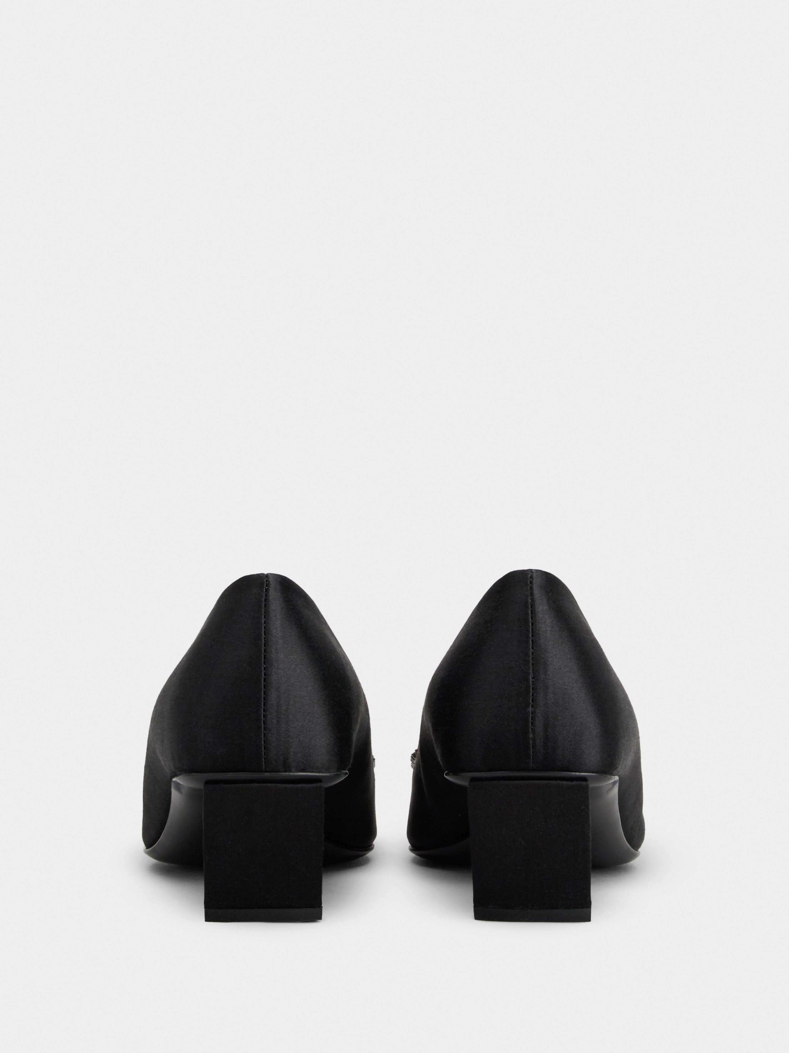 Belle Vivier Pilgrim Buckle Pumps in Satin - 5