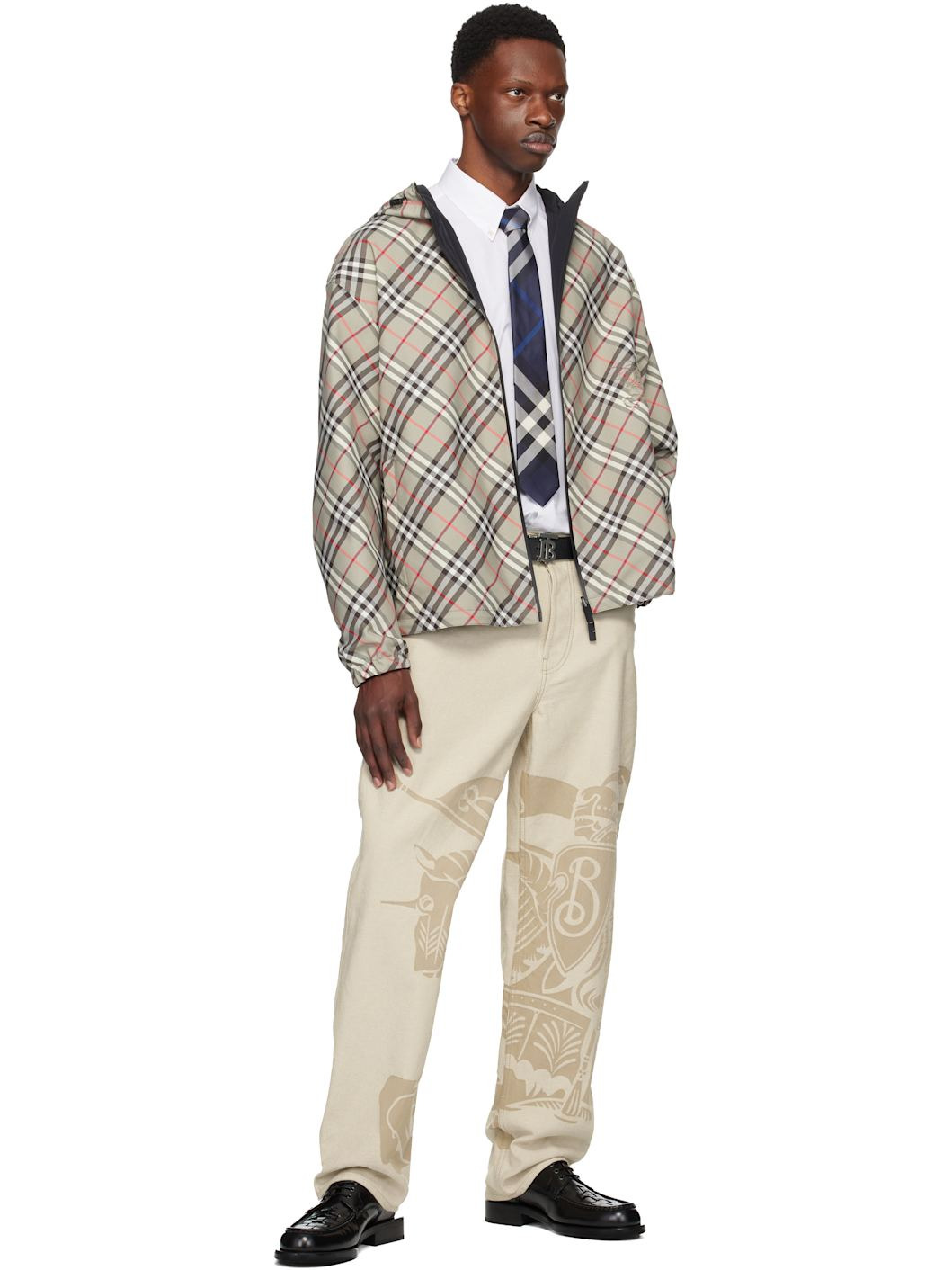 Navy Check Silk Tie - 3