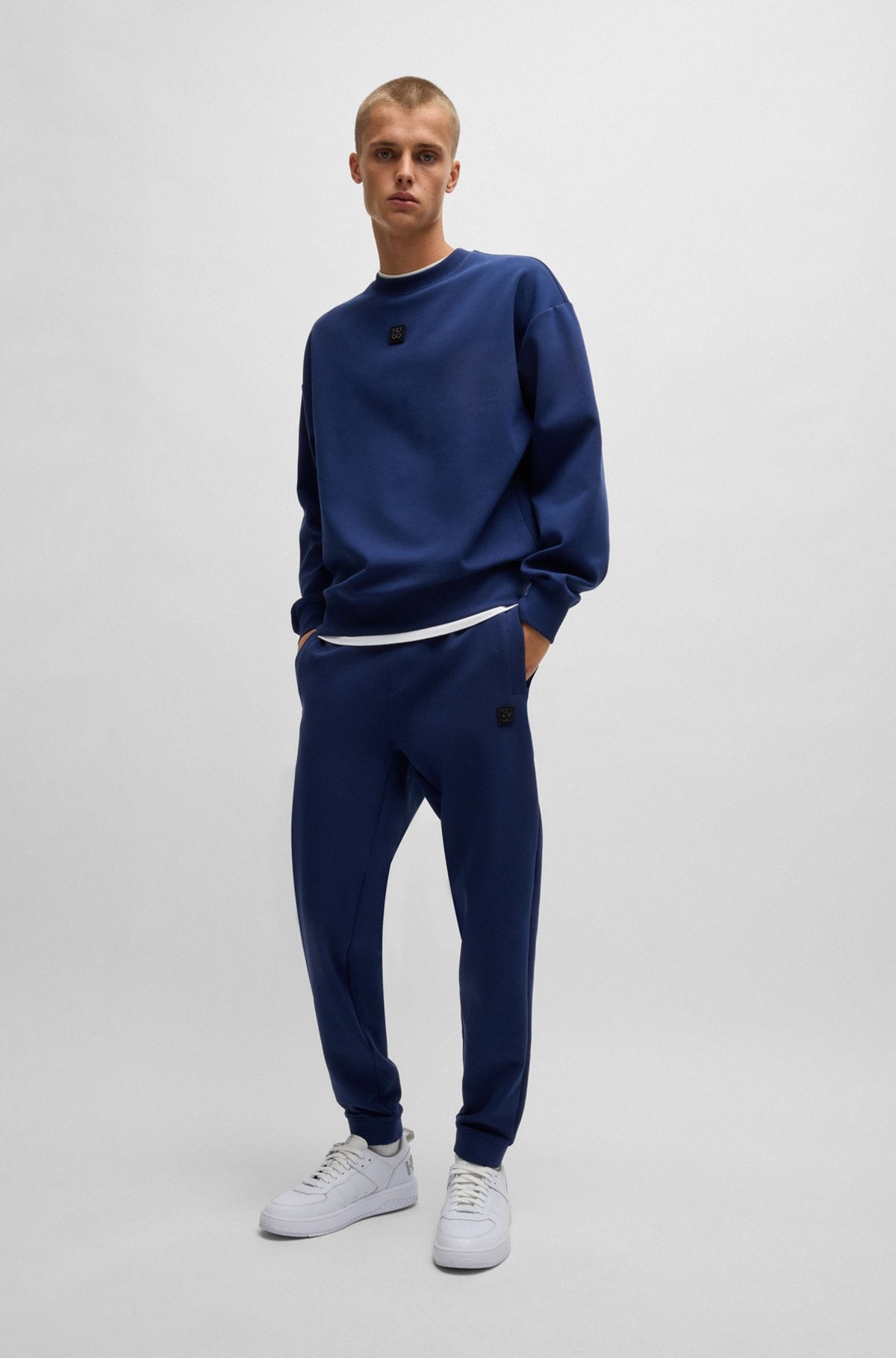 STRETCH-COTTON REGULAR-FIT SWEATSHIRT WITH STACKED LOGO - 4