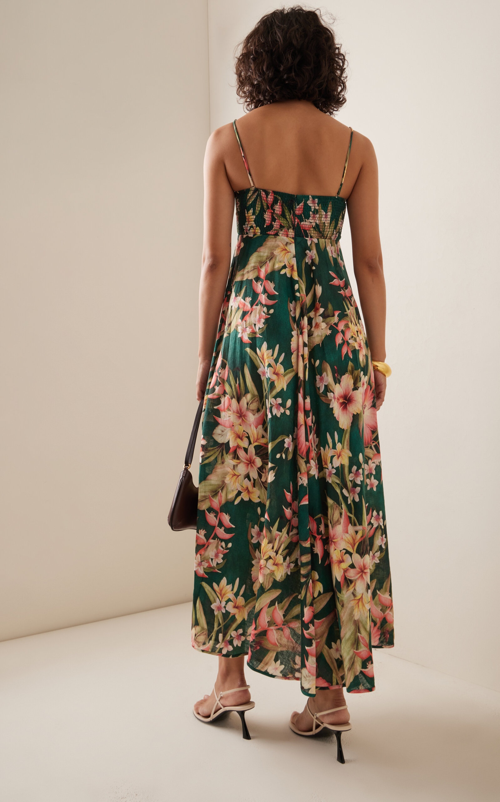 Lexi Floral-Printed Linen Midi Dress green - 4