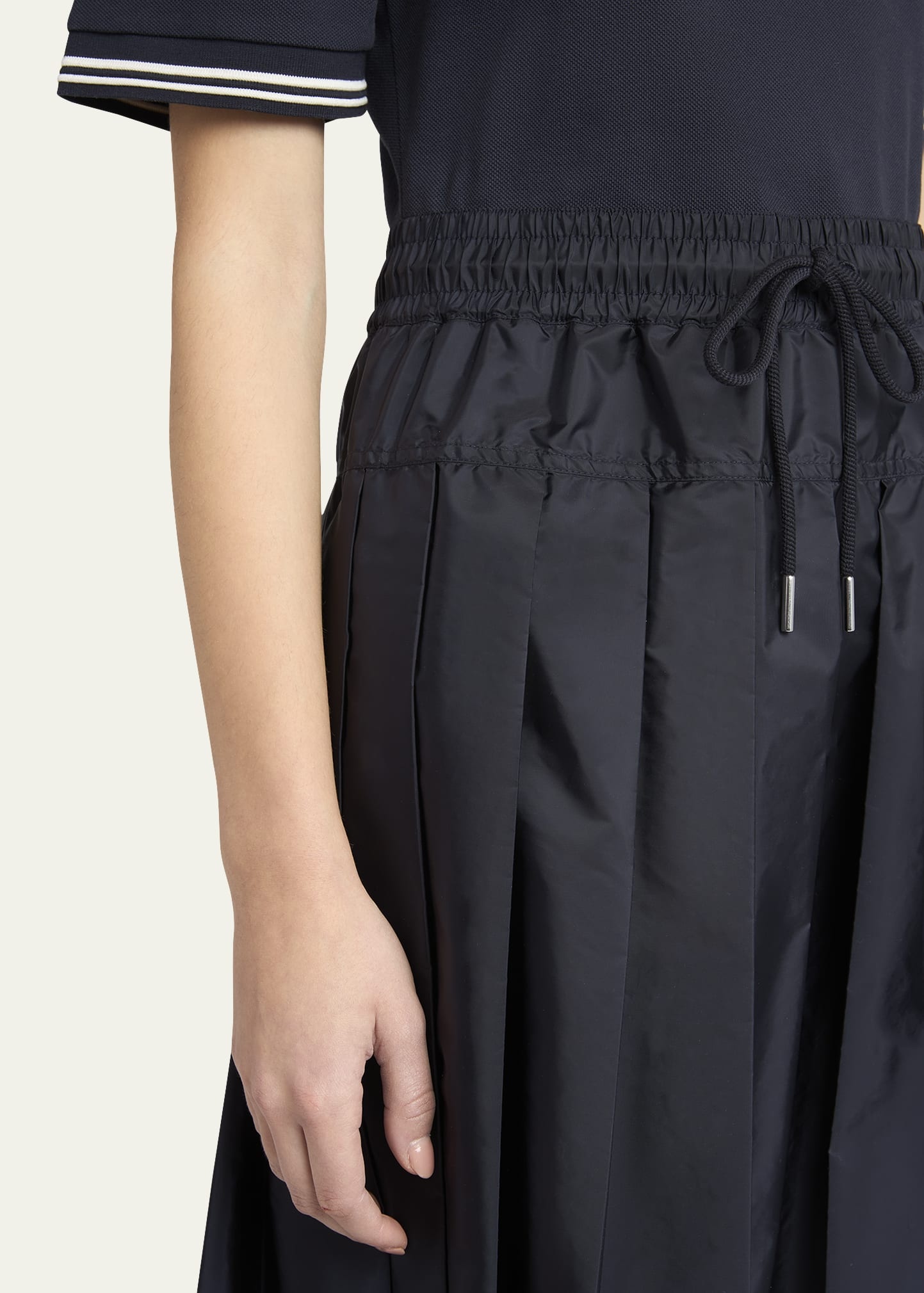 Short-Sleeve Mixed-Media Polo Dress - 5