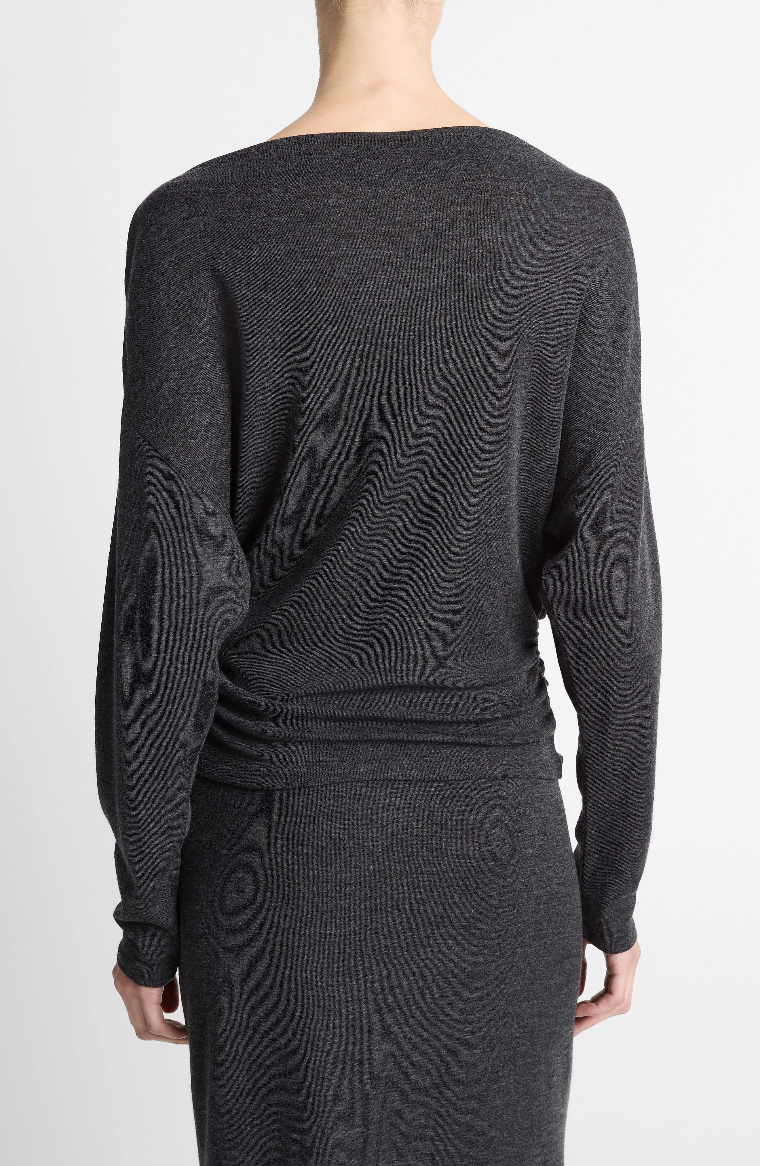 Vince Ruched Drape Top in Dark Heather Grey at Nordstrom - 2