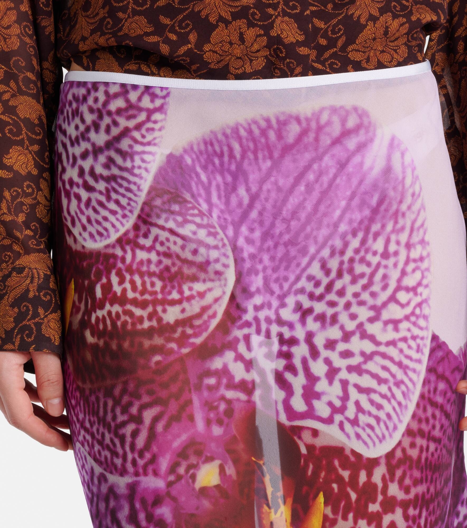 Printed silk midi skirt - 4