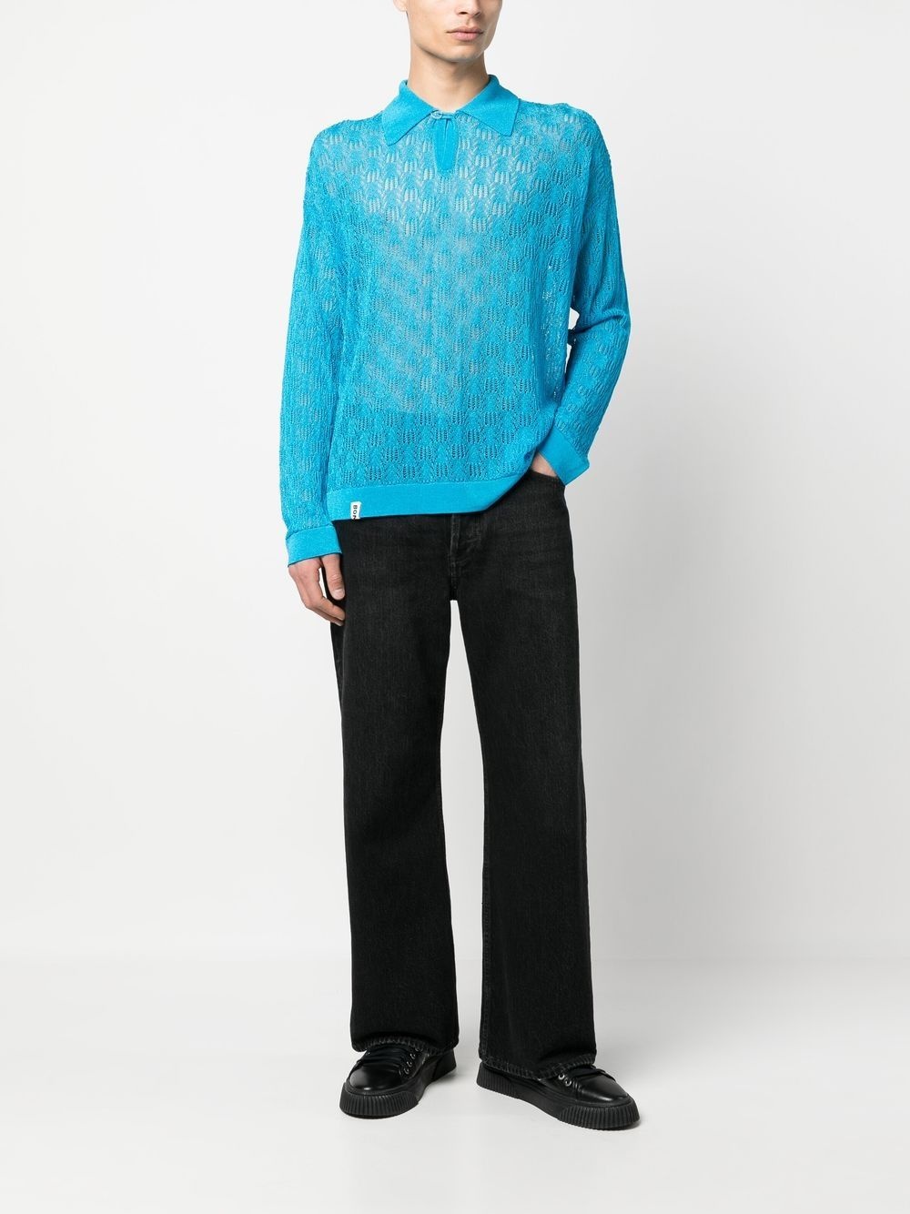 pointelle-knit polo shirt - 2