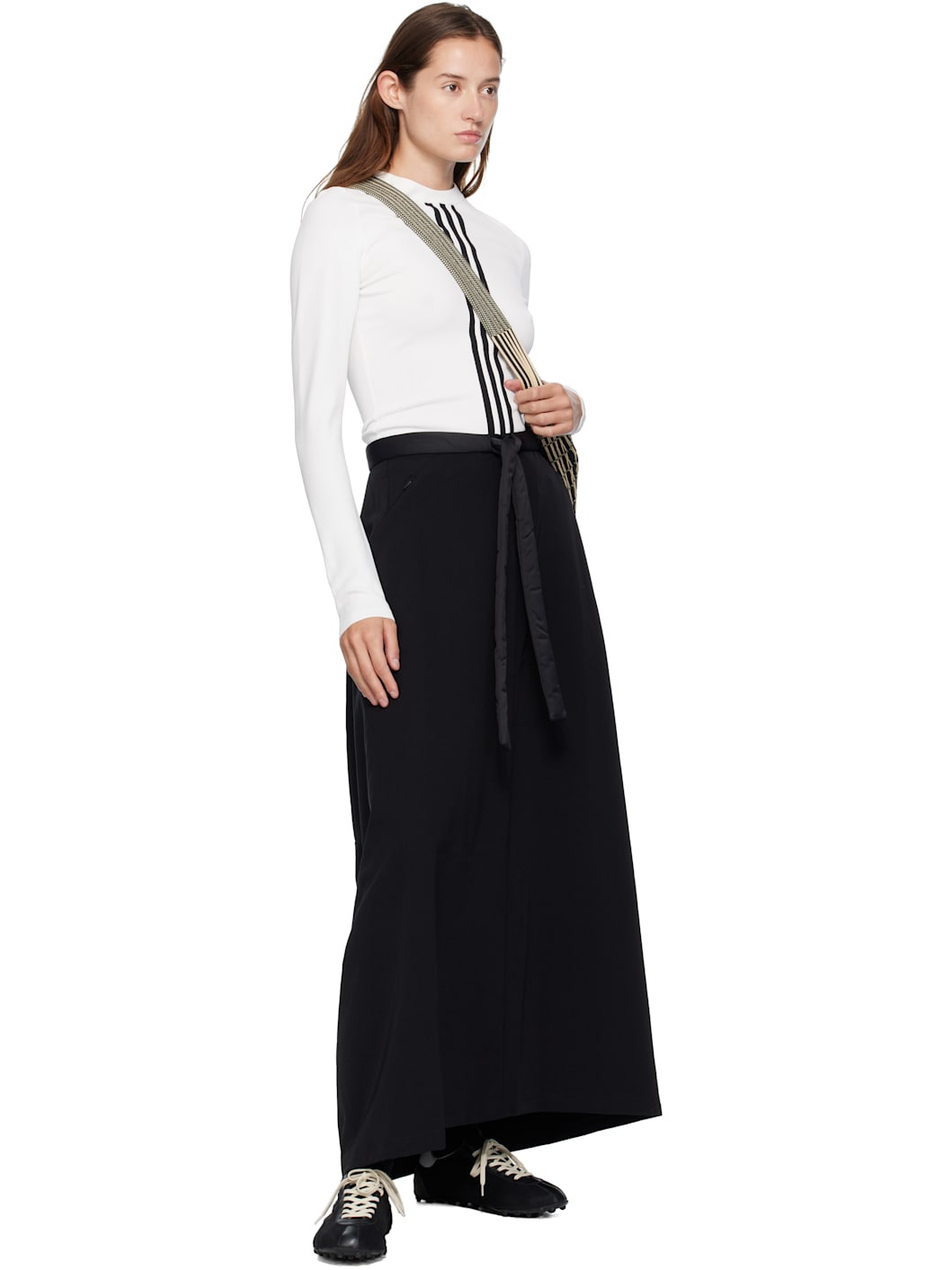 Black Padded Midi Skirt - 4
