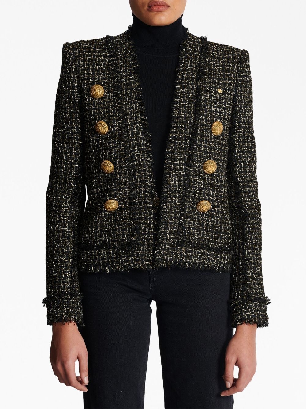 double-breasted tweed jacket - 5