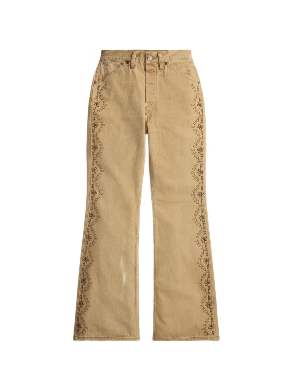 floral-embroidered trousers - 1