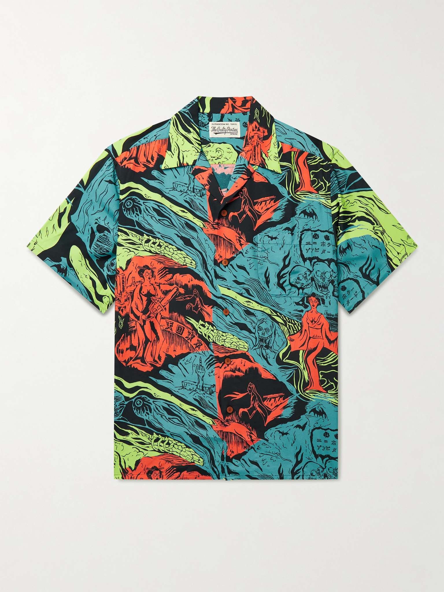 Camp-Collar Printed Woven Shirt - 1