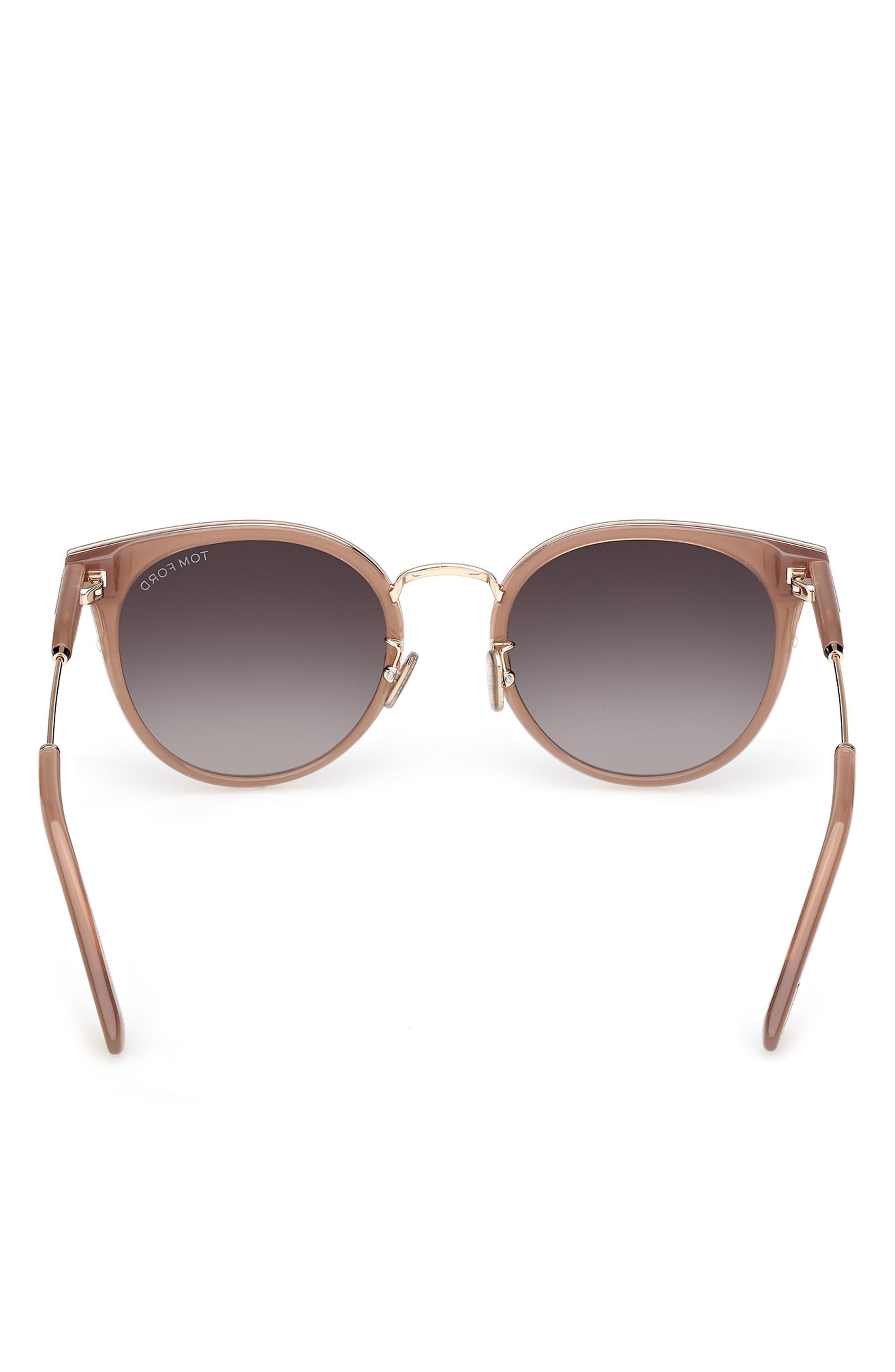 TOM FORD 54mm Round Sunglasses in Beige Rose Gold /Grad Smoke at Nordstrom - 3