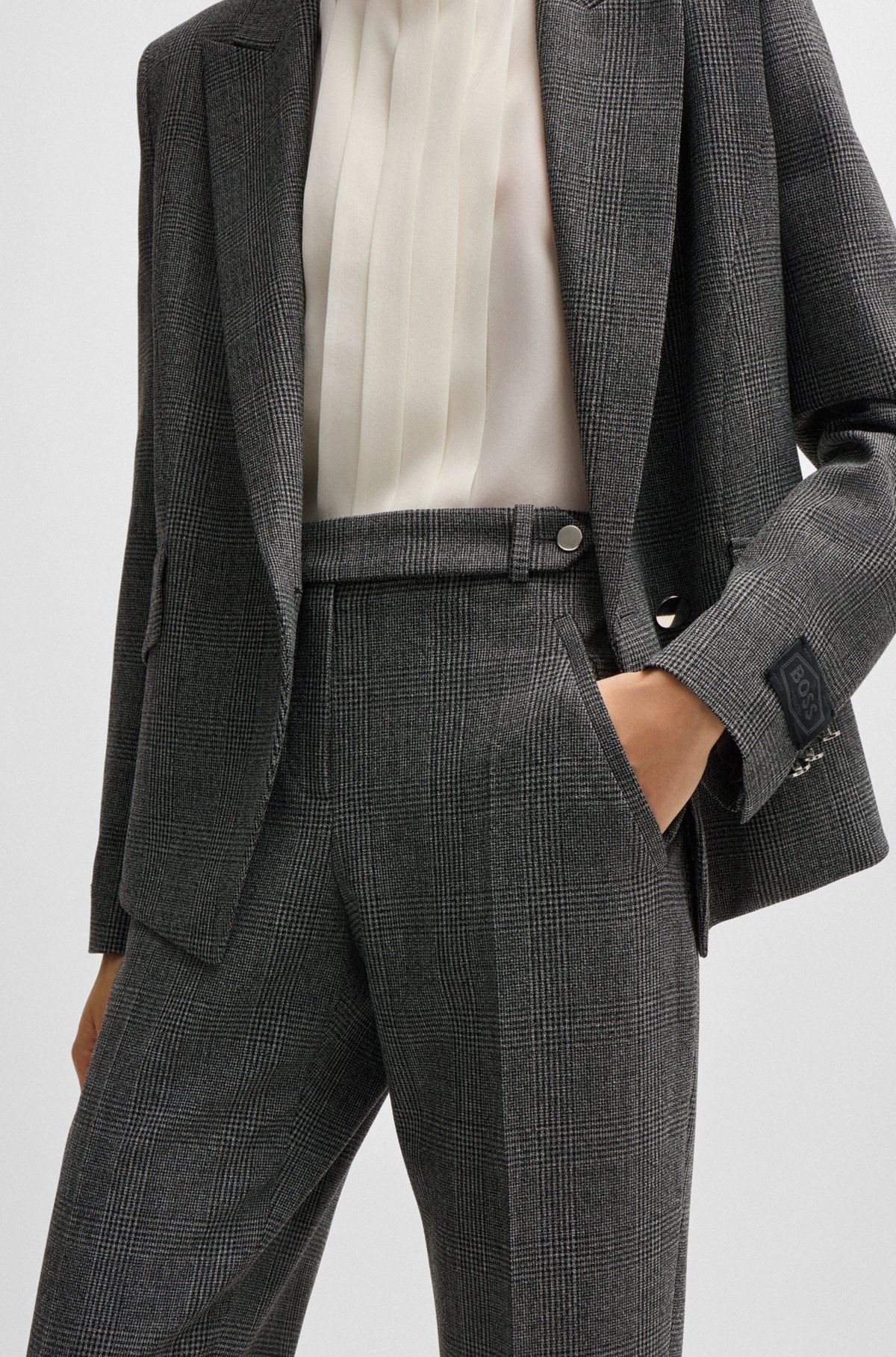SLIM-LEG TROUSERS IN CHECKED STRETCH FABRIC - 5