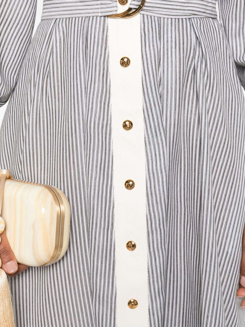 striped belted shirt dress - 5