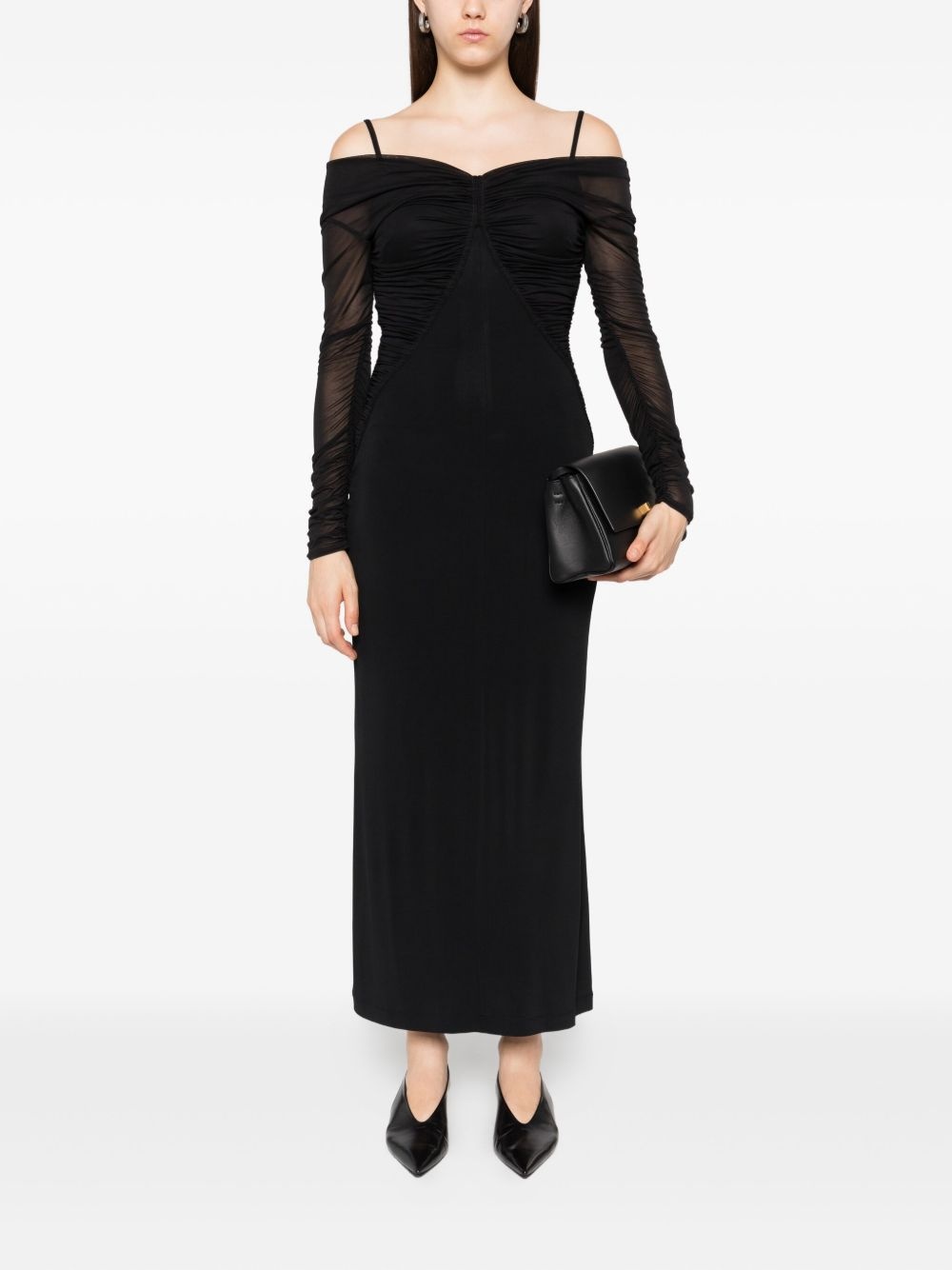 off-shoulder draped dress - 2