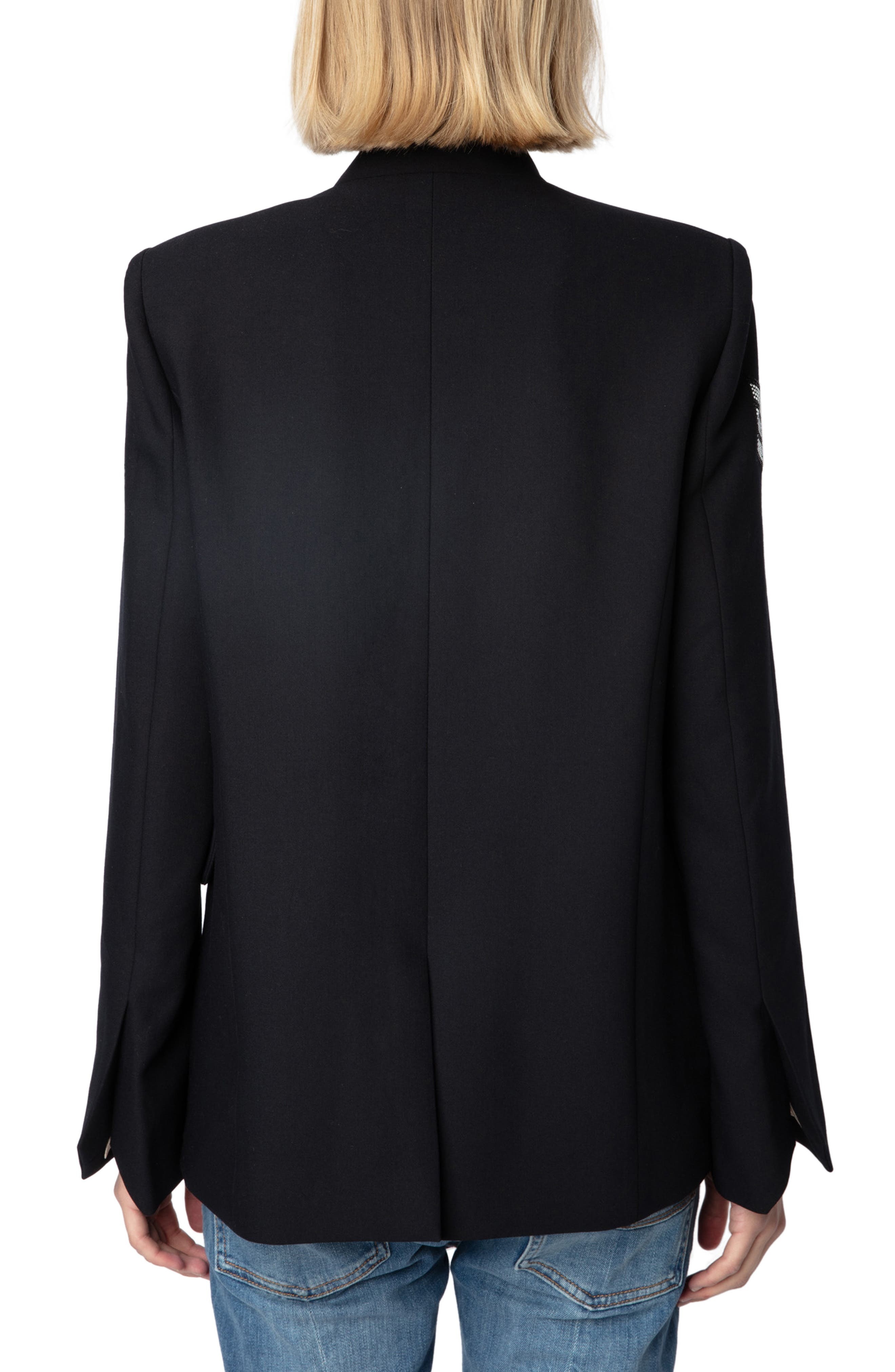 Zadig & Voltaire Very Bis Multistrass Open Front Blazer in Encre at Nordstrom - 2