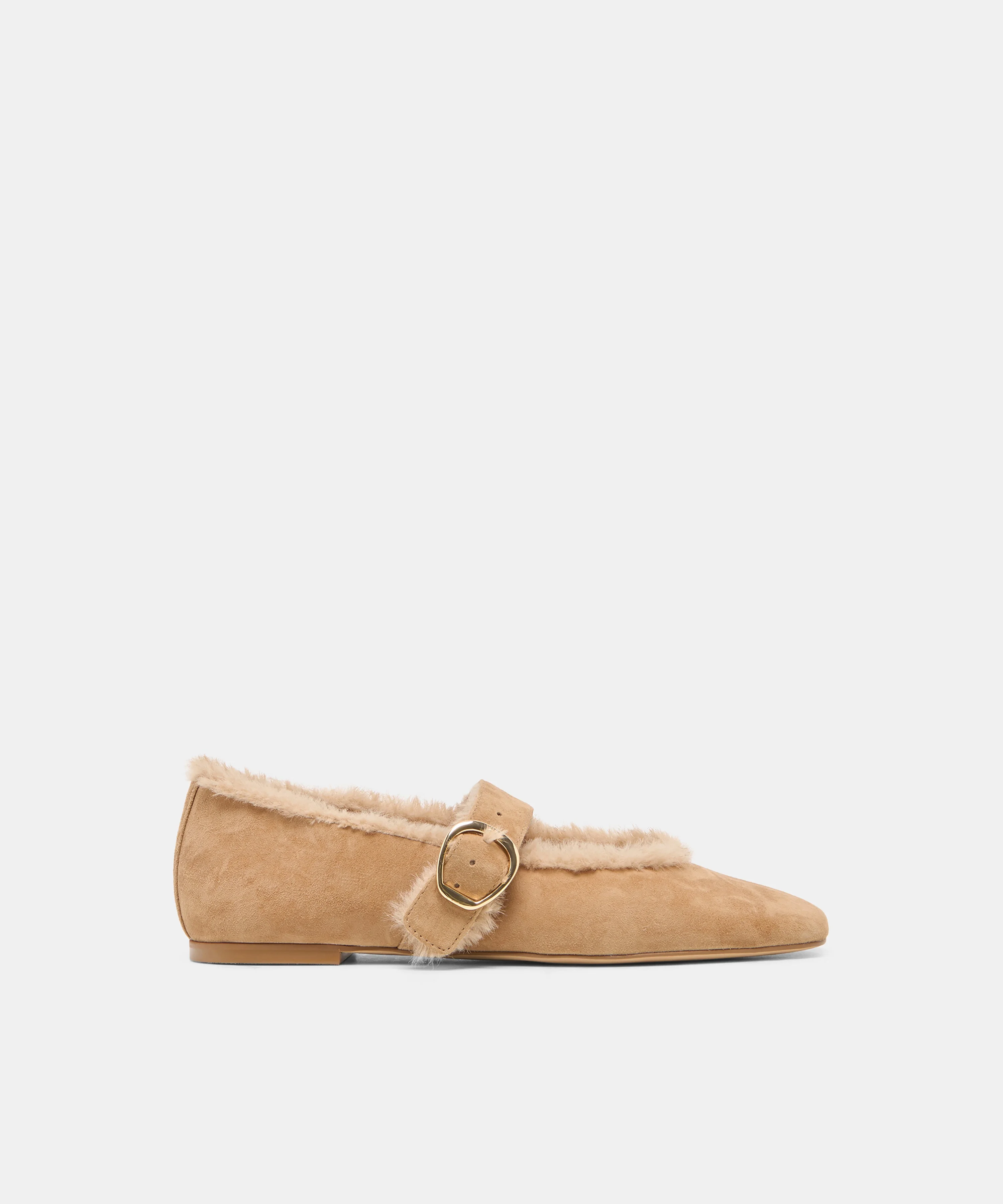MELLA PLUSH BALLET FLATS LT BROWN SUEDE - 1