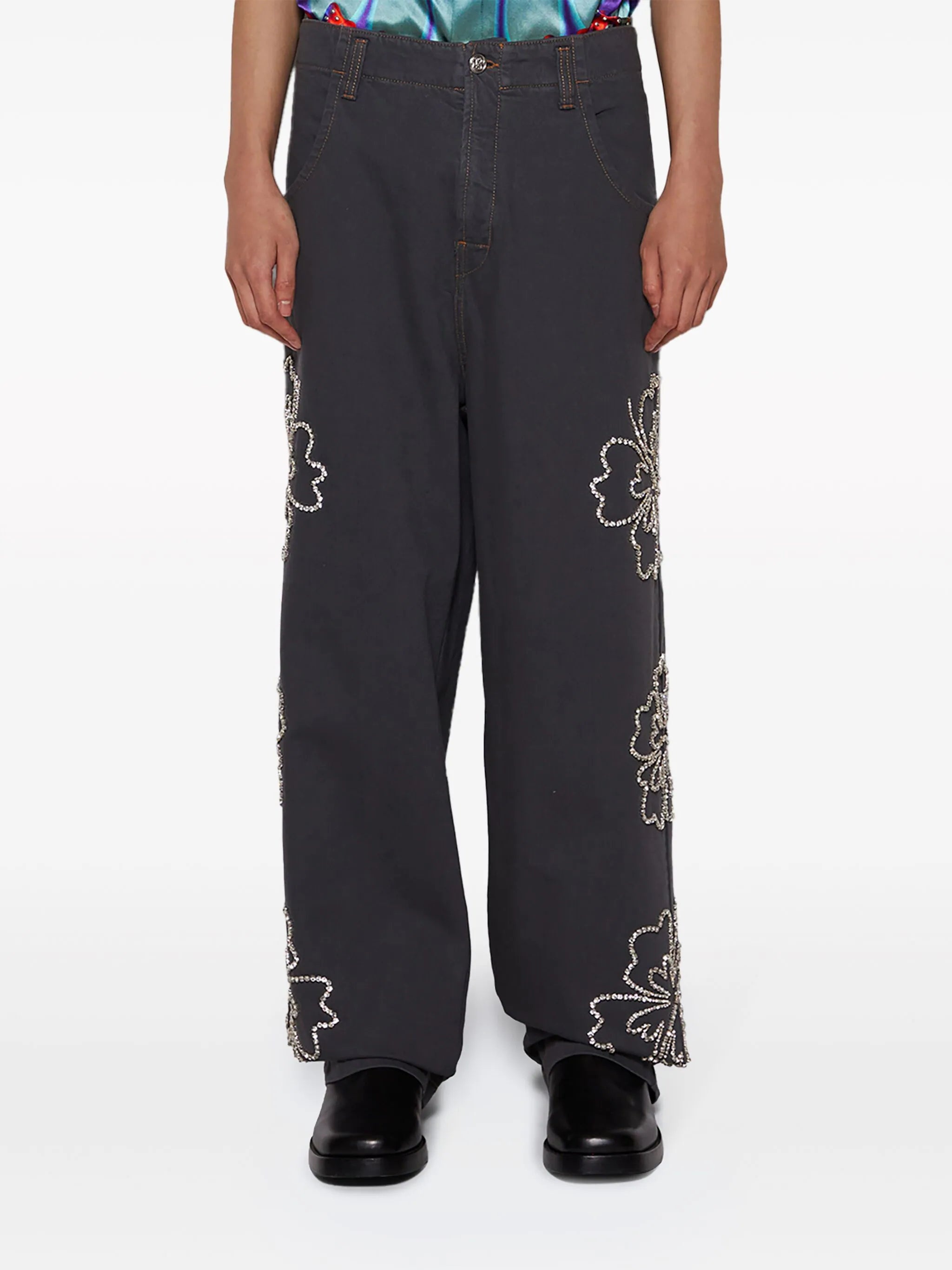 HIBISCUS EMBROIDERED JEANS - 3