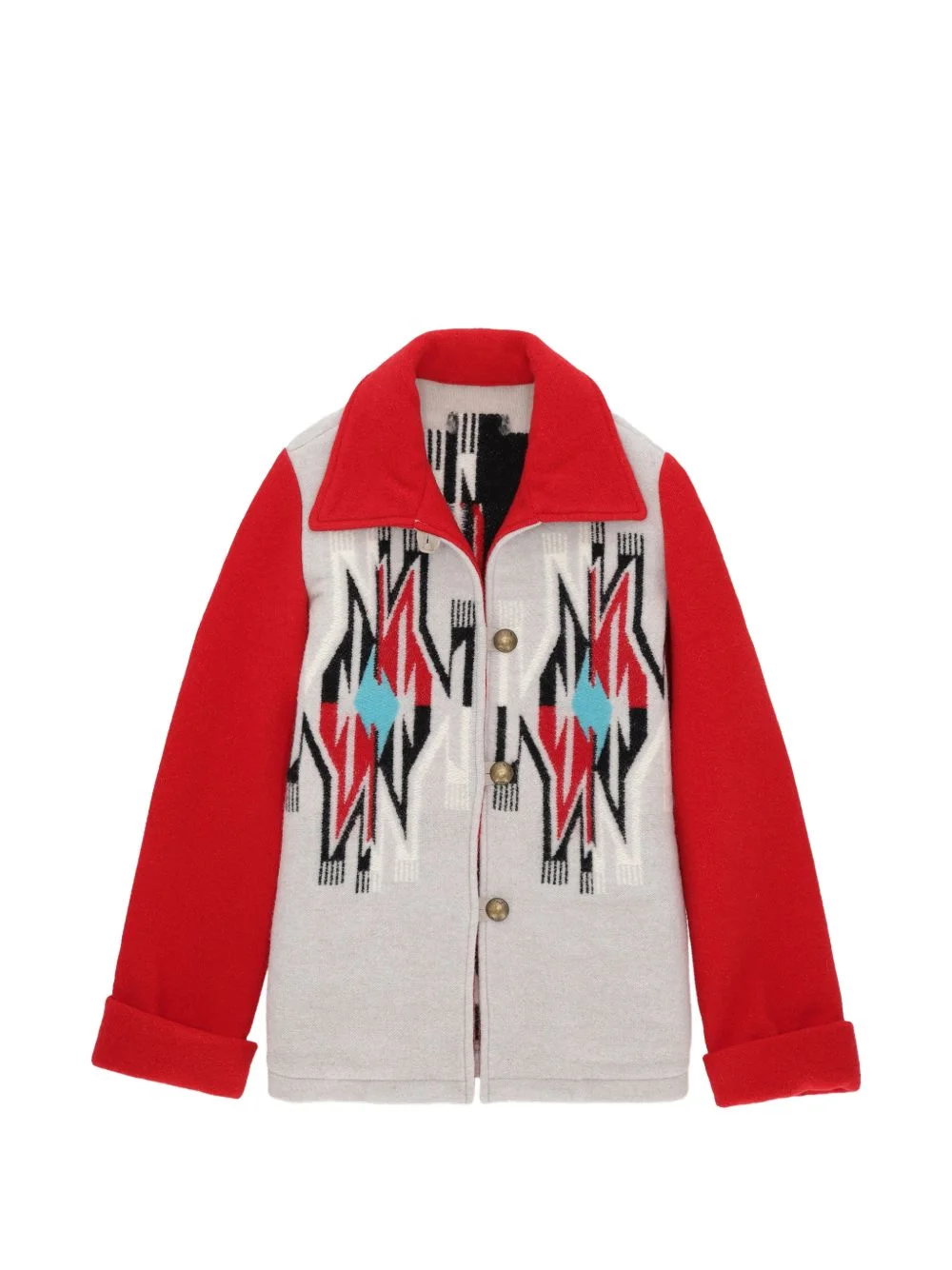 patterned button-fastening jacket - 1