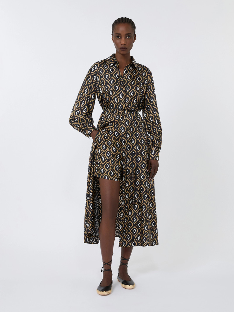 Max Mara QUINOA Printed silk shorts - BLACK outlook