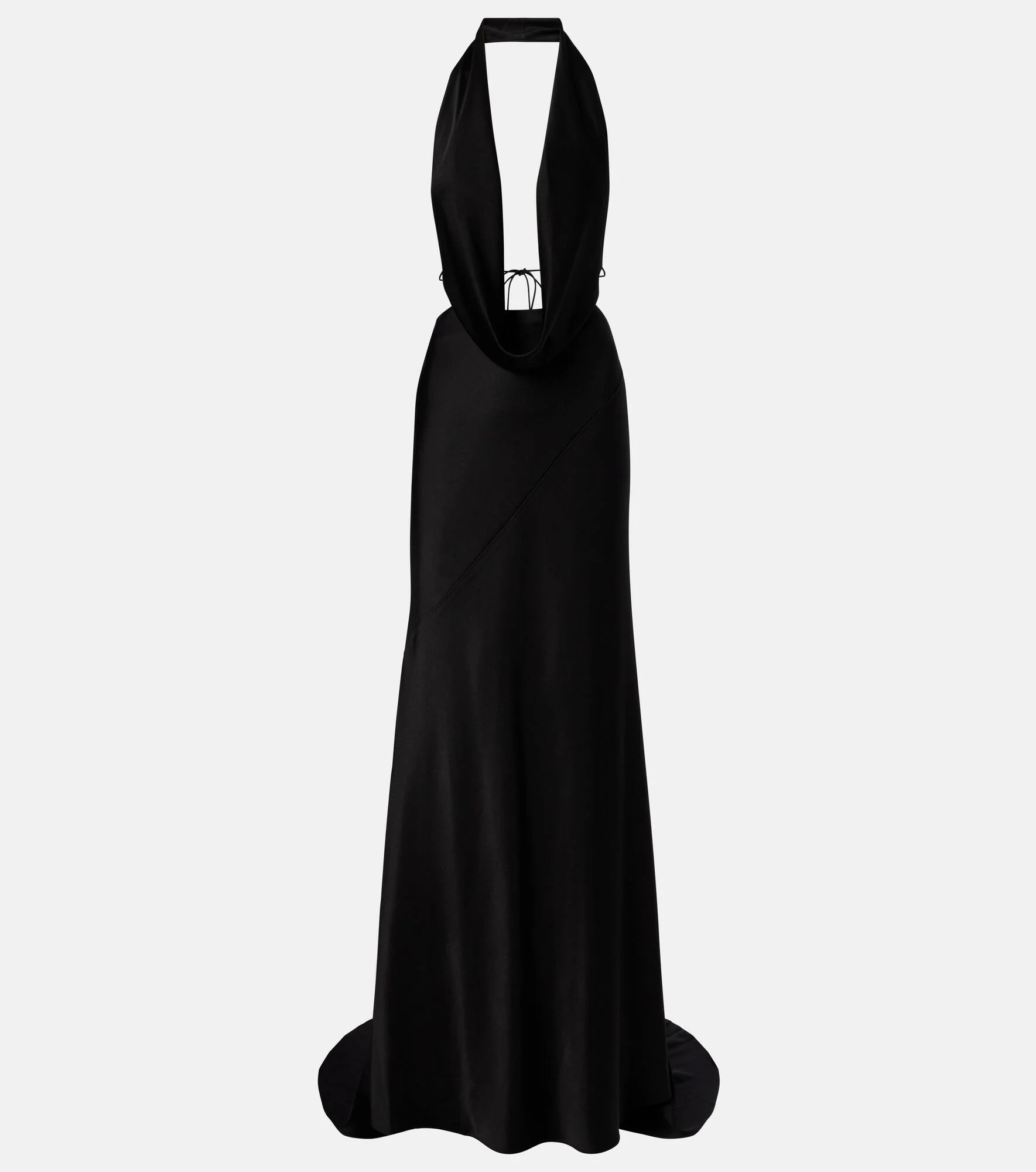 Halterneck open-back satin crêpe gown - 1
