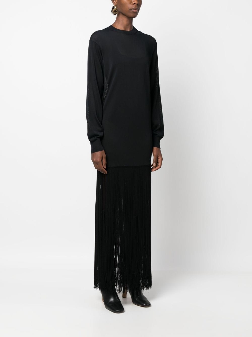 fine-knit fringed dress - 6