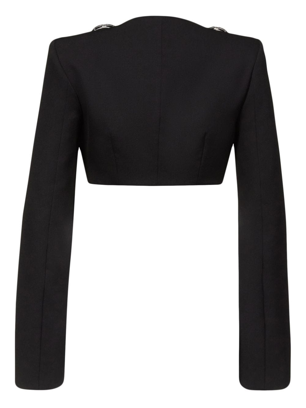 crystal-embellished cropped wool jacket - 4