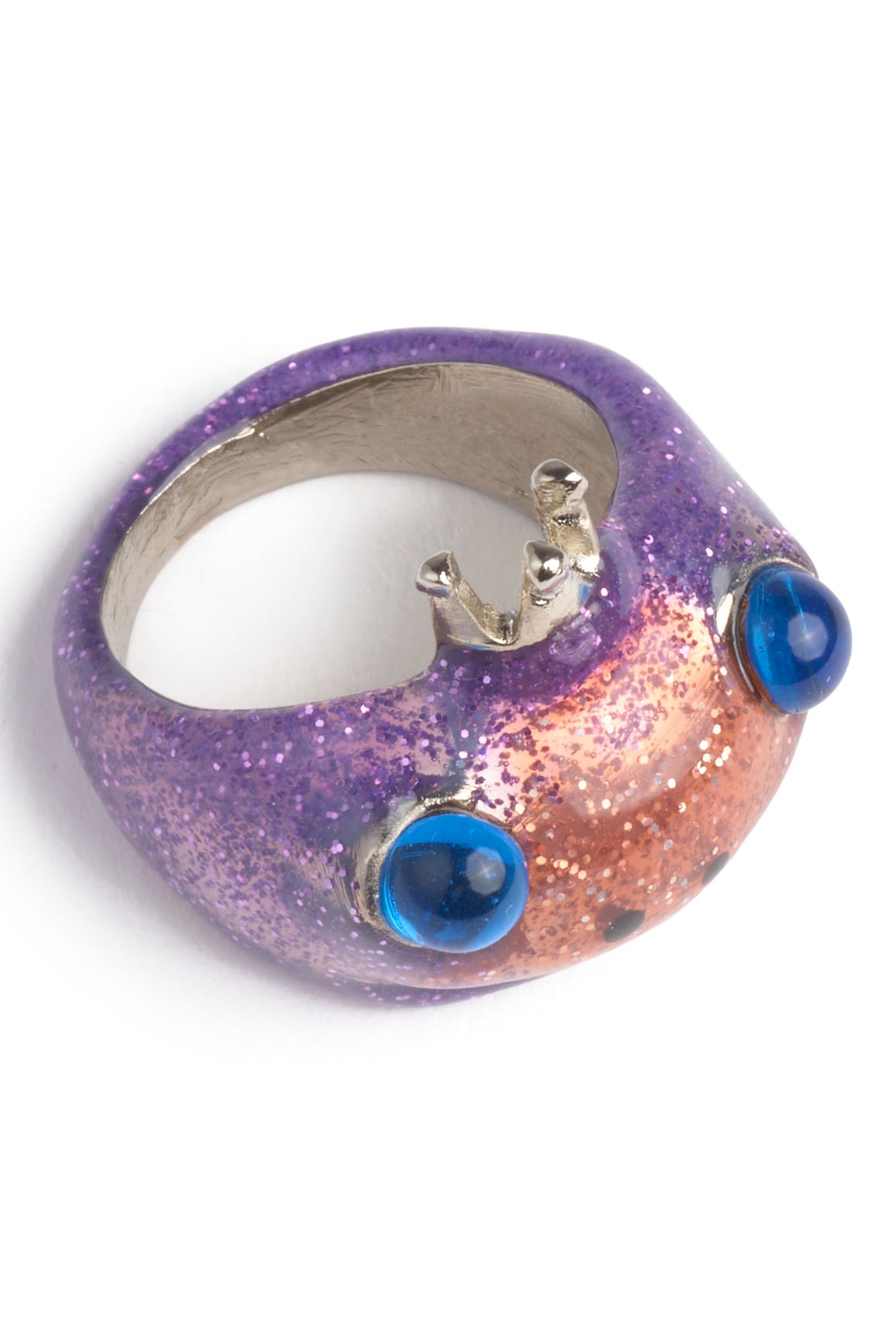 GLITTER PINK LILAC FROG PRINCE RING - 4