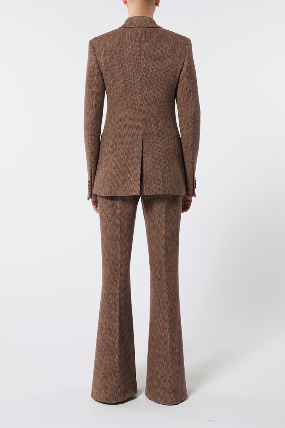 Leiva Blazer in Chocolate Multi Cashmere Virgin Wool Herringbone - 4