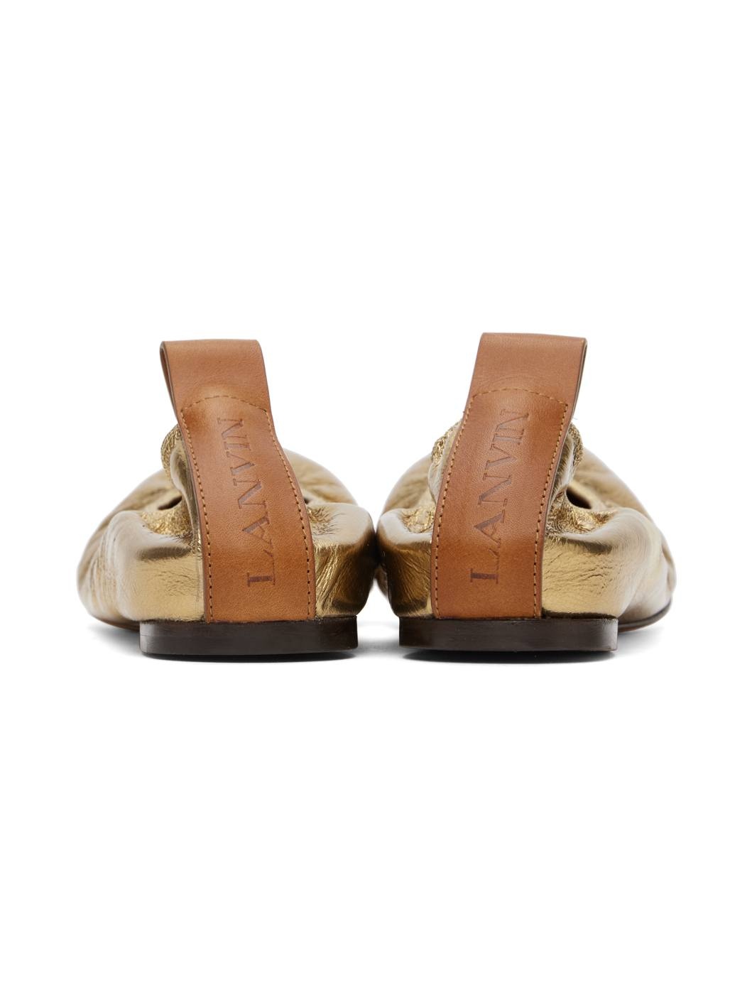 Gold Leather Ballerina Flats - 2