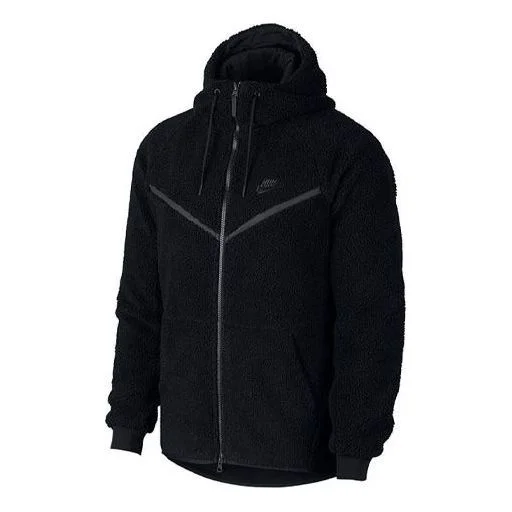 Nike Embroidered Logo Fleece Stay Warm Hooded Jacket Black AQ2768-010 - 1