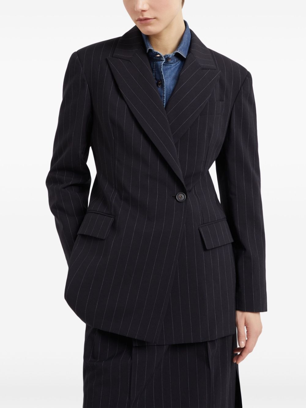 pinstripe Monili-trim blazer - 3