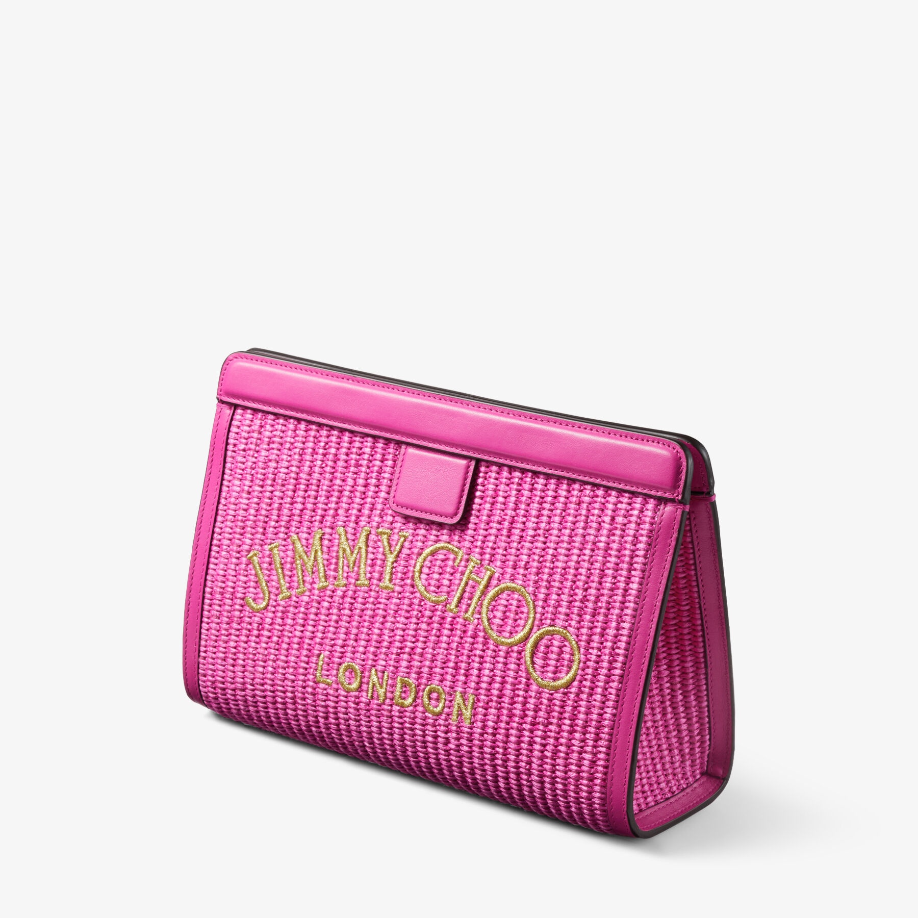 Varenne Pouch
Fuchsia Raffia and Smooth Leather Pouch with Jimmy Choo Embroidery - 3