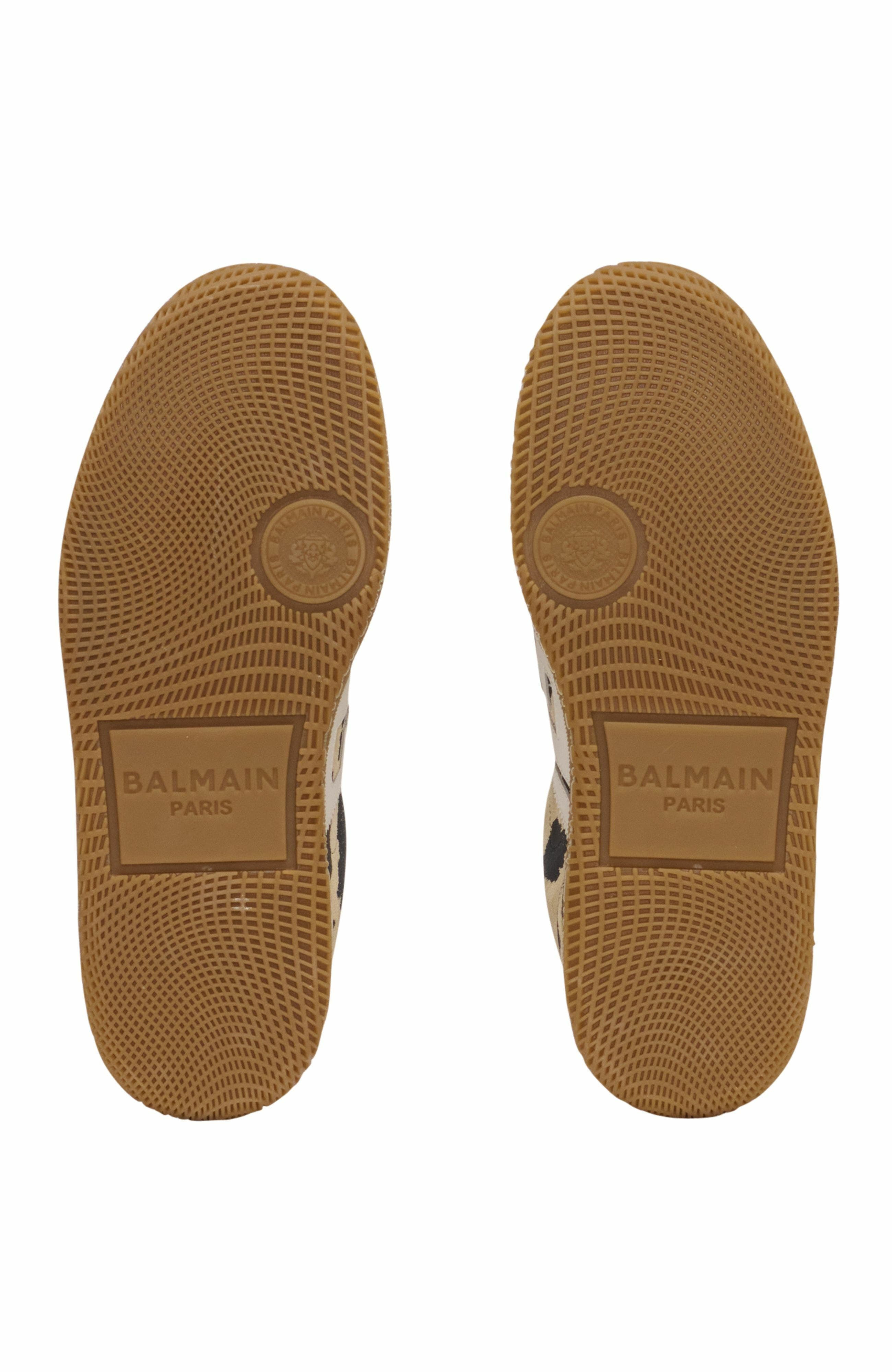Balmain Swan Leopard Print Suede Leather Trainers in Brown at Nordstrom - 6