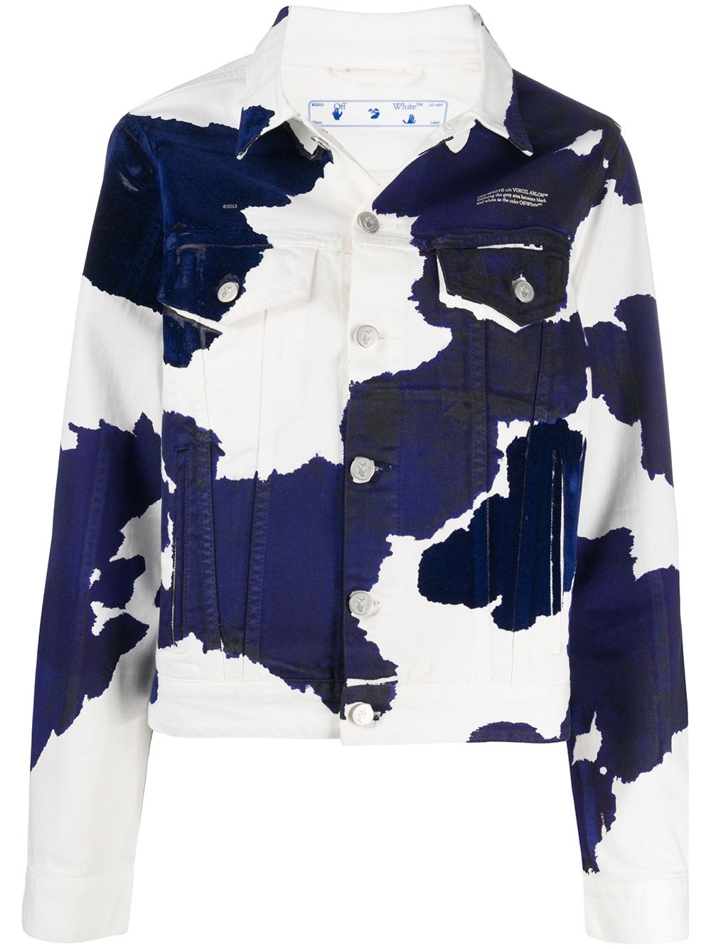 cow print denim jacket - 1