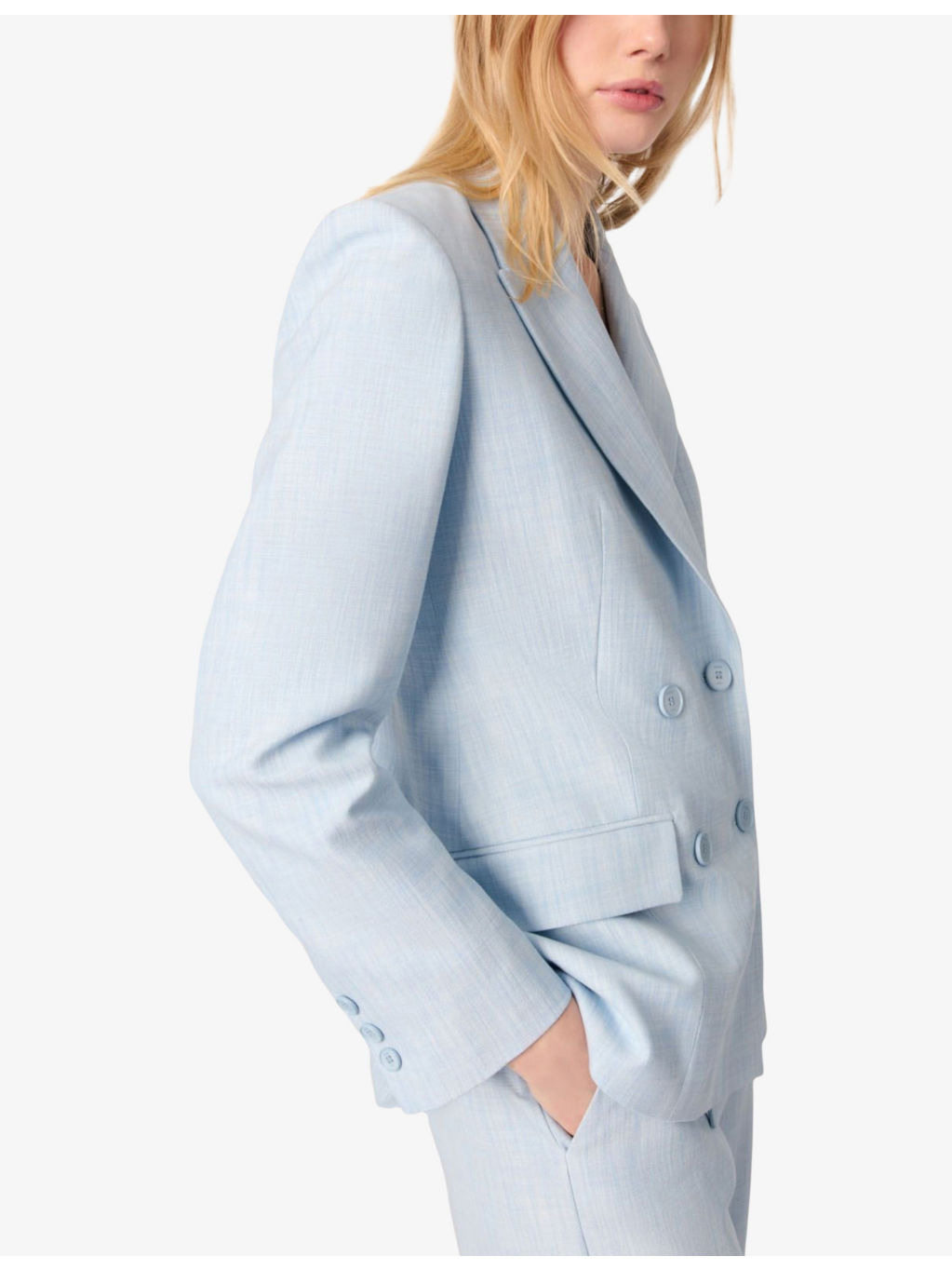 Double-Breasted Peak-Lapel Stretch-Woven Blazer - 5