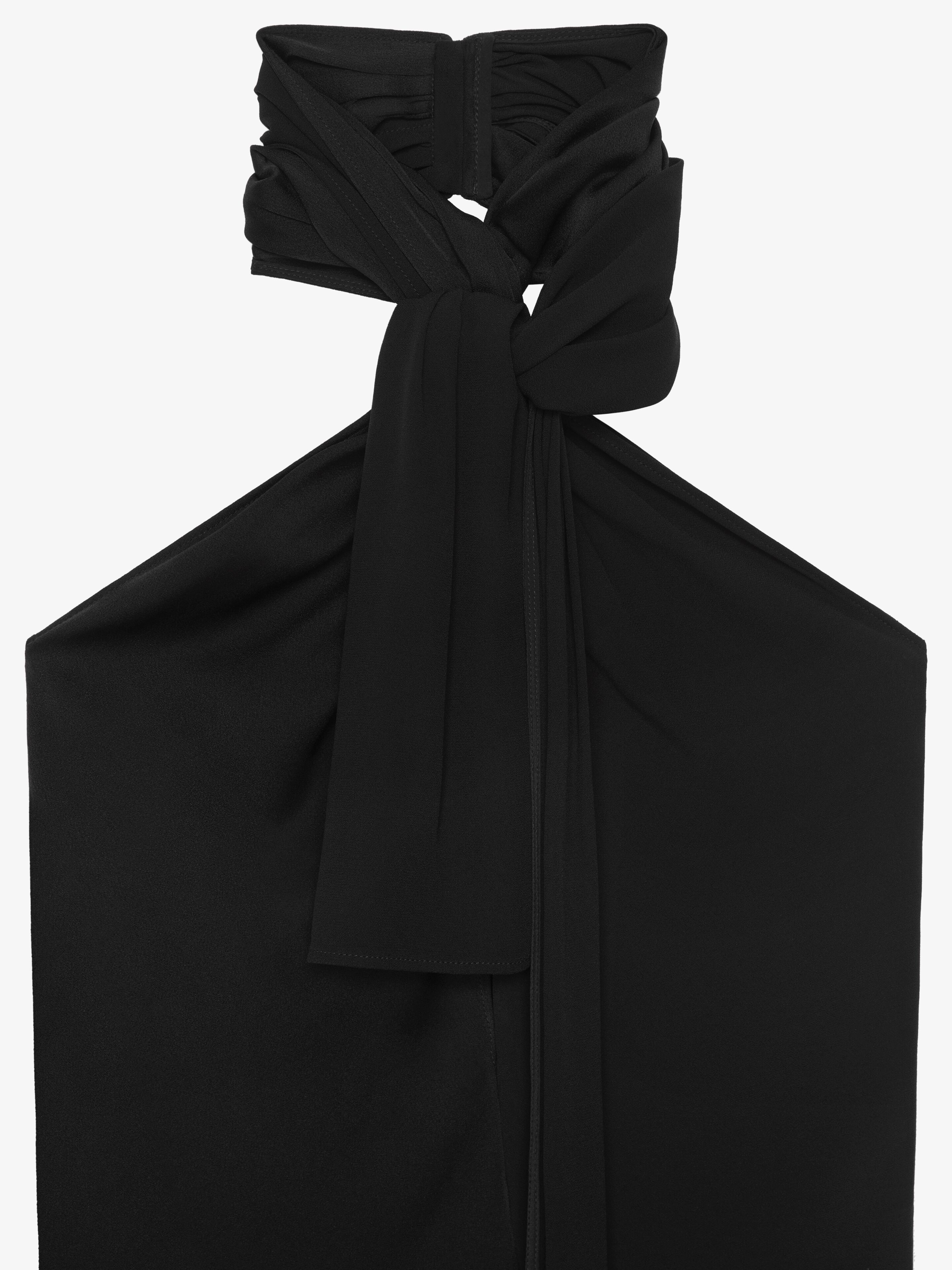 DRESS IN CREPE WITH SATIN BACK AND LAVALLIERE - 5