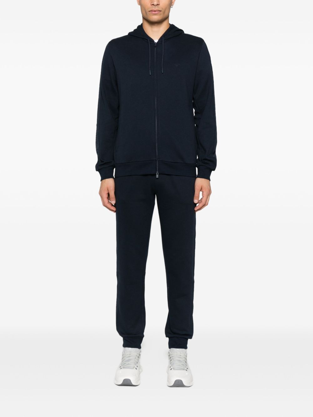logo-detail hooded zip-up sweatshirt - 2