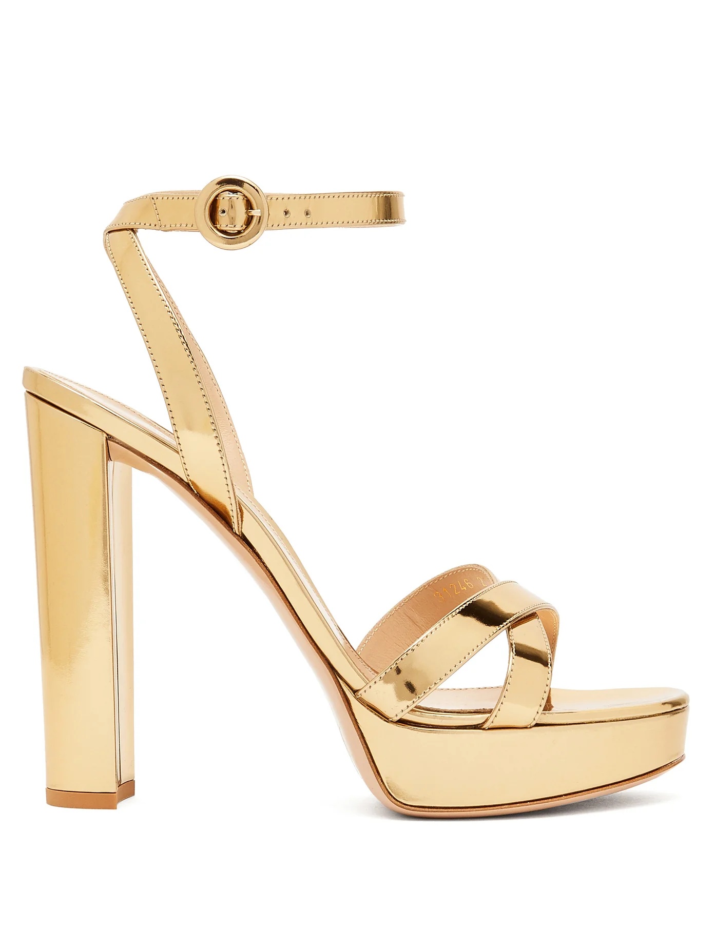 Poppy 100 metallic-leather platform sandals - 1