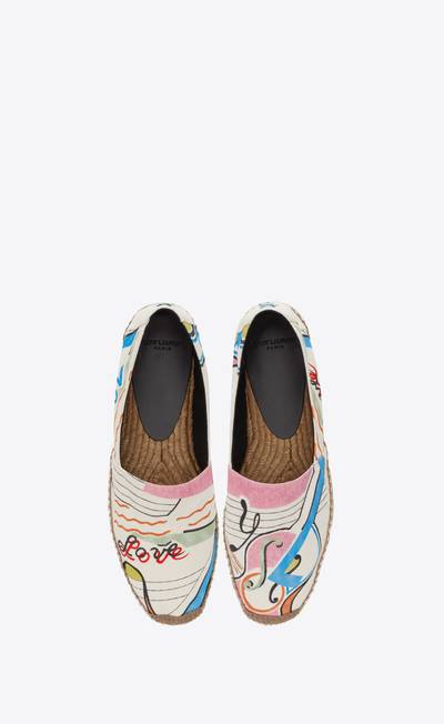 SAINT LAURENT ysl embroidered espadrilles in love 1980-print canvas outlook