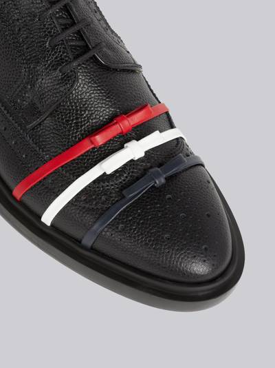 Thom Browne Black Pebble Grain Leather Lightweight Rubber Sole 3-Bow Longwing Brogue outlook