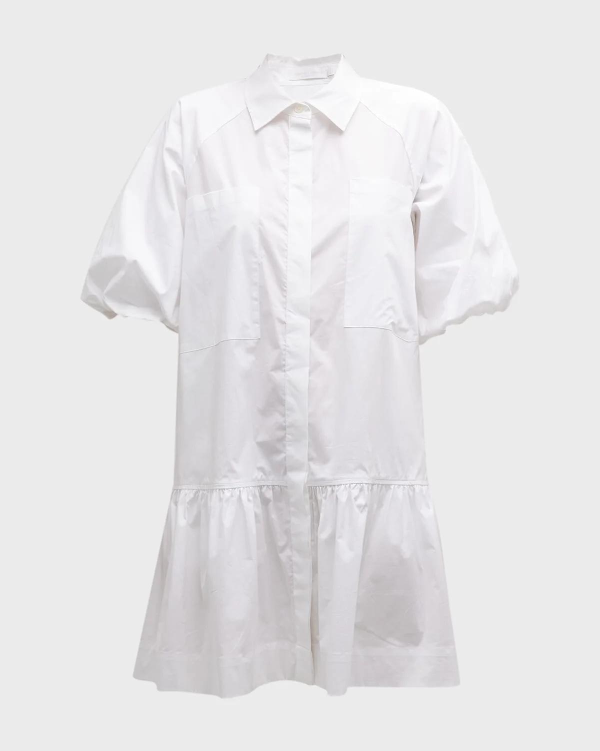 Chrissy Puff-Sleeve Cotton Poplin Mini Shirtdress - 1