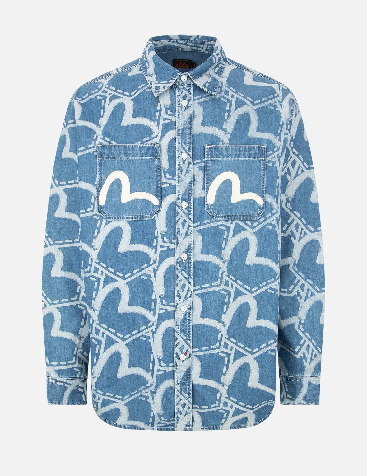 ALLOVER POCKET GRAPHIC PRINT DENIM SHIRT - 1